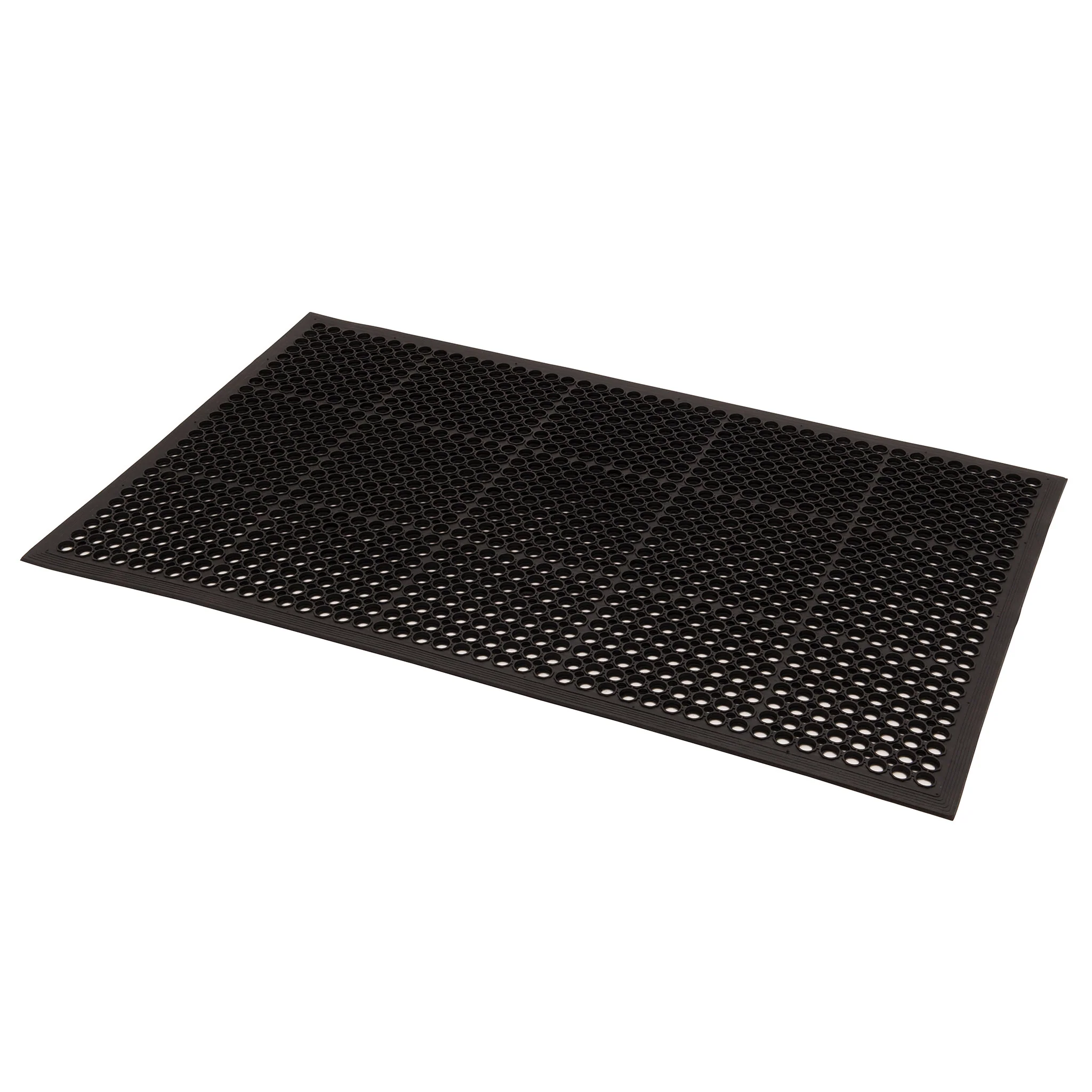 Rubber Mat with Drainage Holes, 3' x 5' Black
